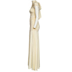 Yellow Jersey Draped Maxi Dress