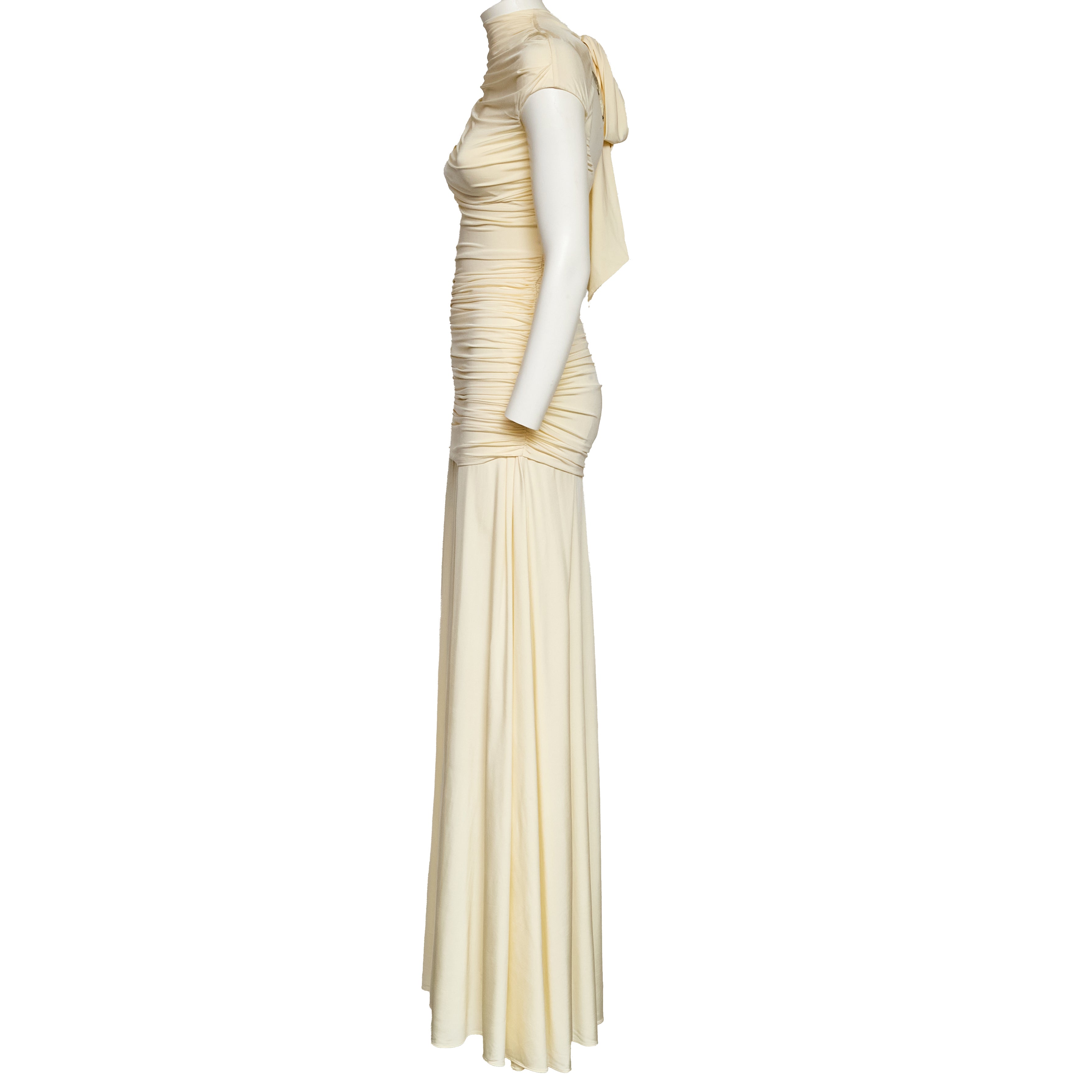 Yellow Jersey Draped Maxi Dress