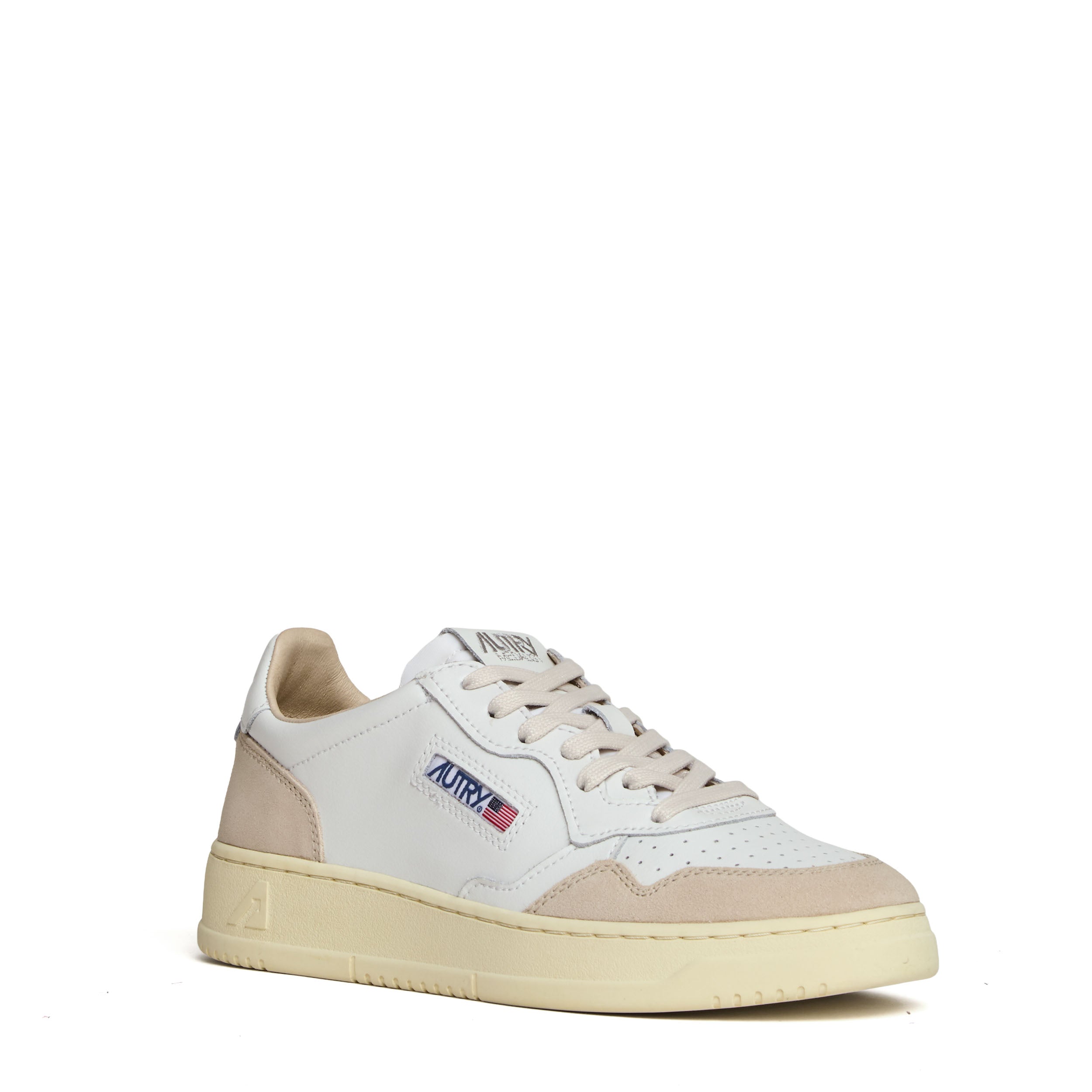 Sneakers Medalist Low In Pelle Bianca E Suede Beige