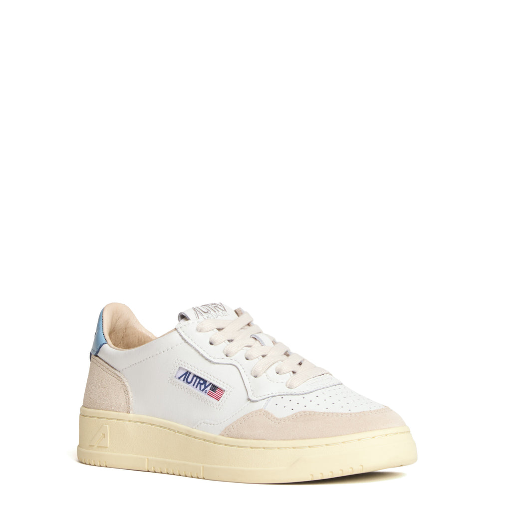 Sneakers Medalist Low In Pelle Bianca, Suede Beige
