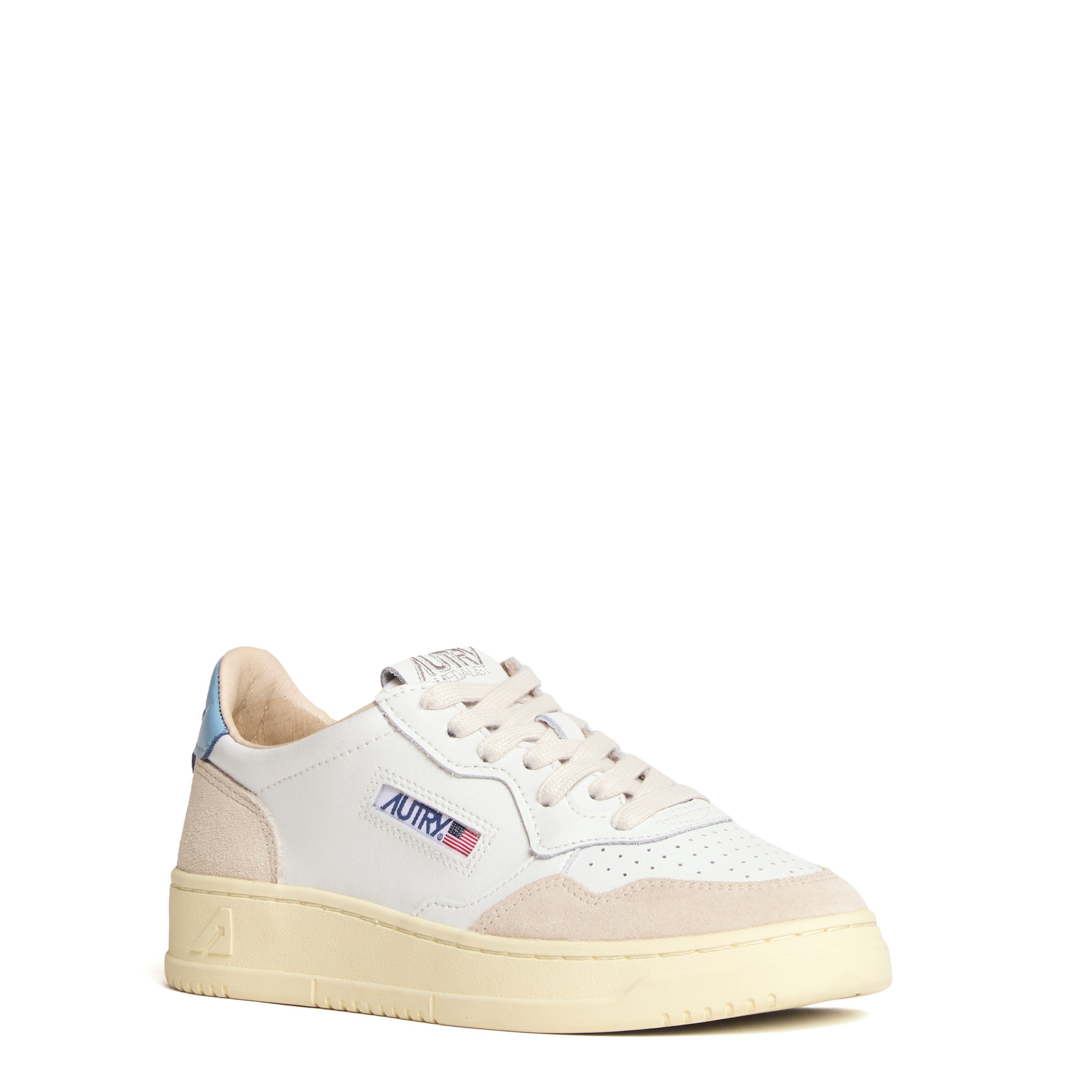 Sneakers Medalist Low In Pelle Bianca, Suede Beige