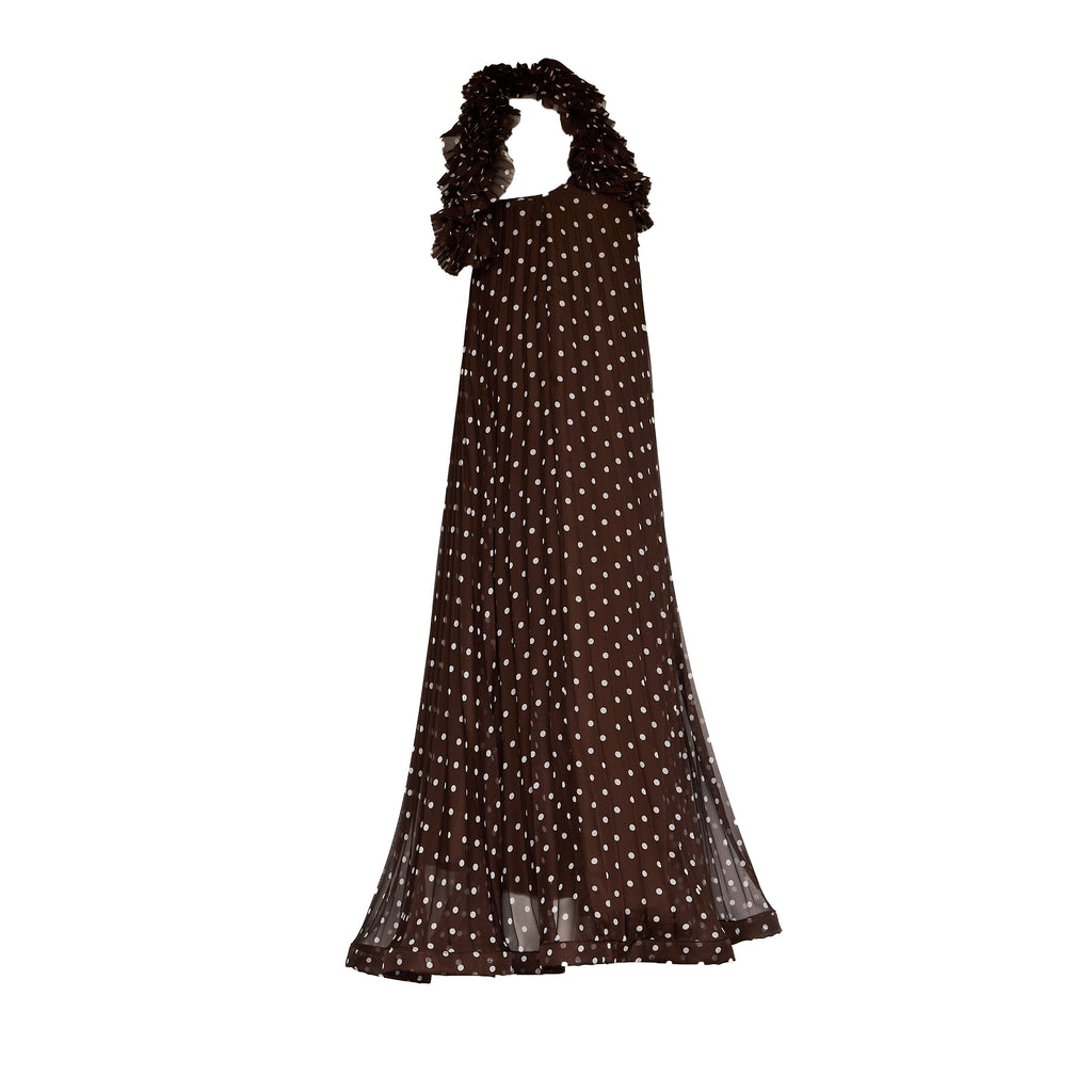 Abito Pallina In Chiffon Poly Stampa Pois