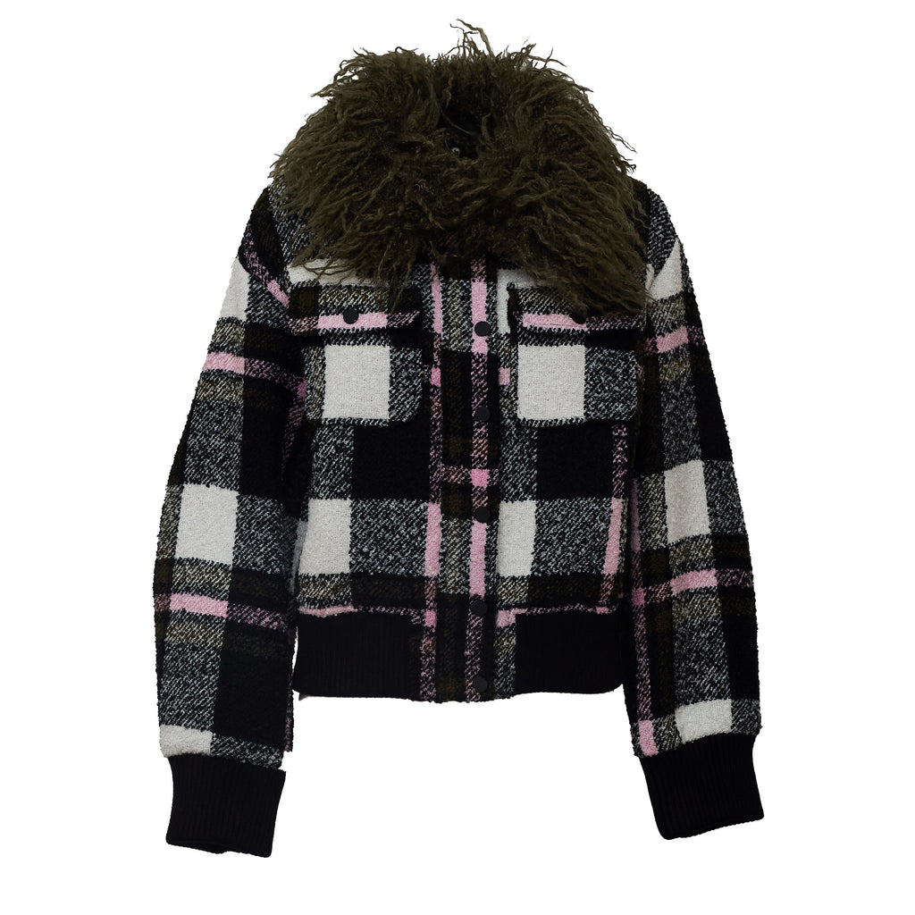 Kpop Faux Fur Collar Bomber