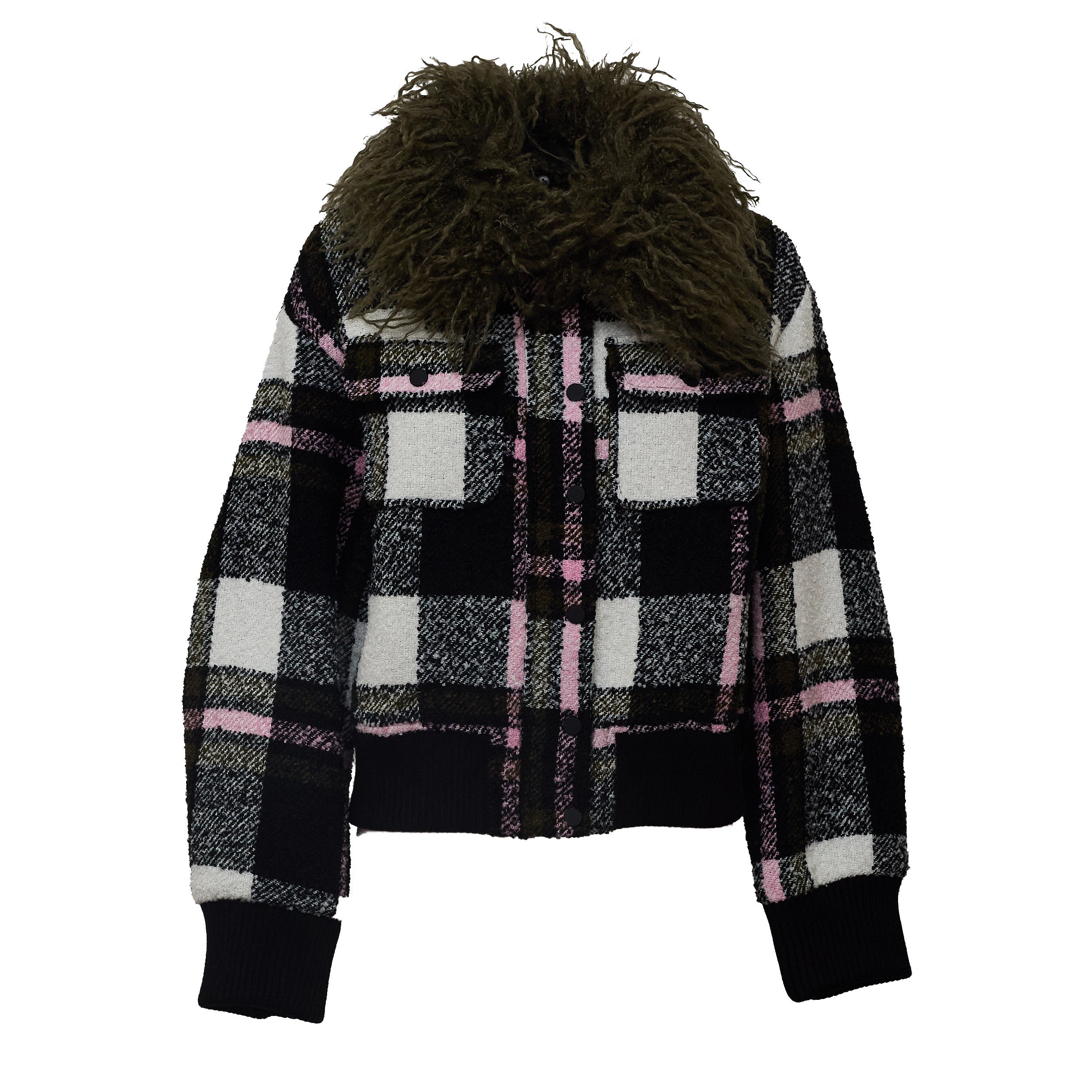 Kpop Faux Fur Collar Bomber