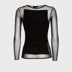 Maglia Girocollo Slim In Cotone Tulle