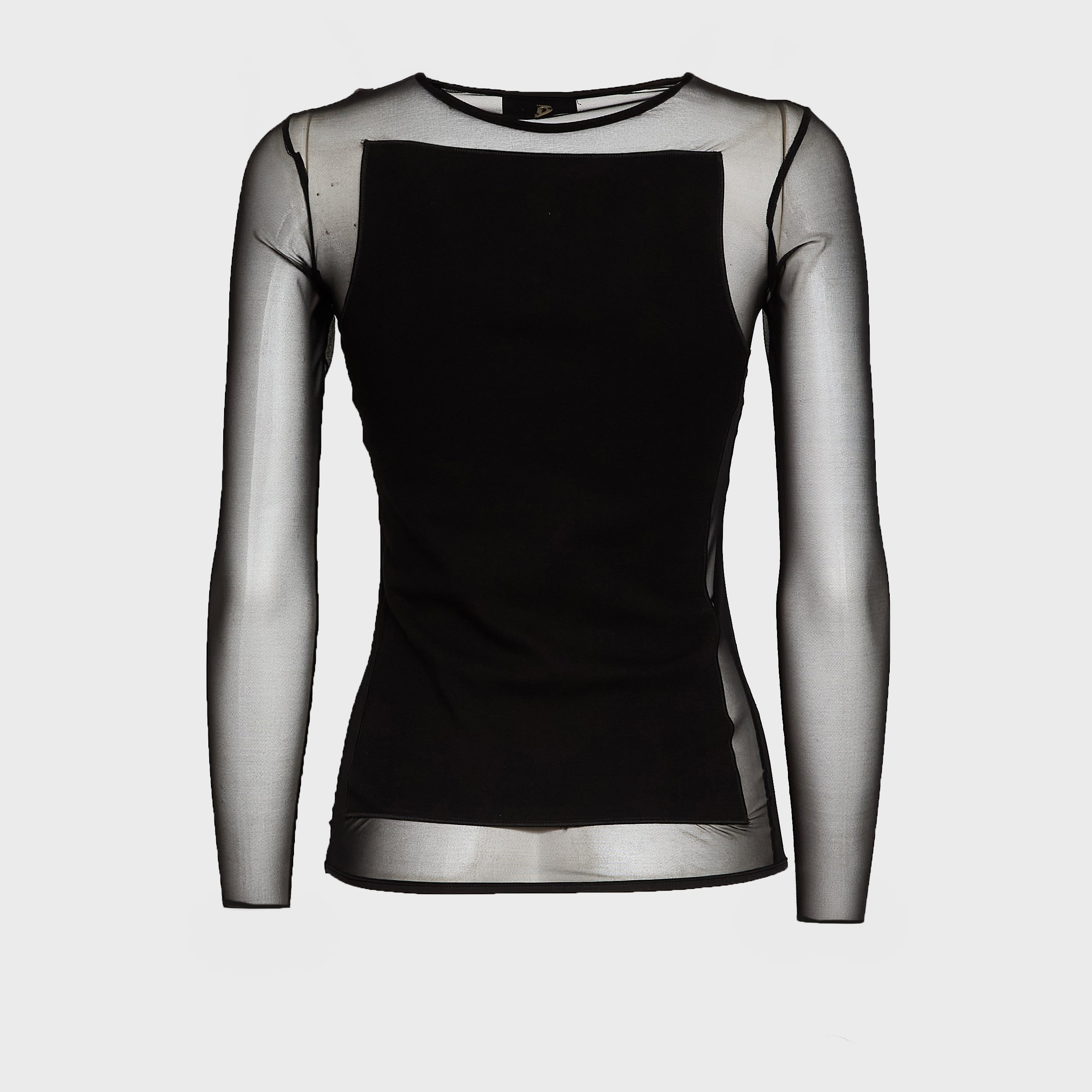 Maglia Girocollo Slim In Cotone Tulle