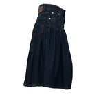 Slub Mix Denim Midi Skirt