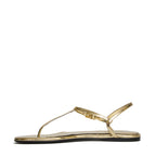 Montecarlo Flat Sandal Metallic Leather Plisse