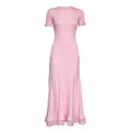 Pink Knit Lace Insert Midi Dress