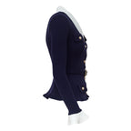 Navy Ribbed Knit Cardigan