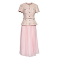 Pink Sequin Boucle Tailored Midi Dress