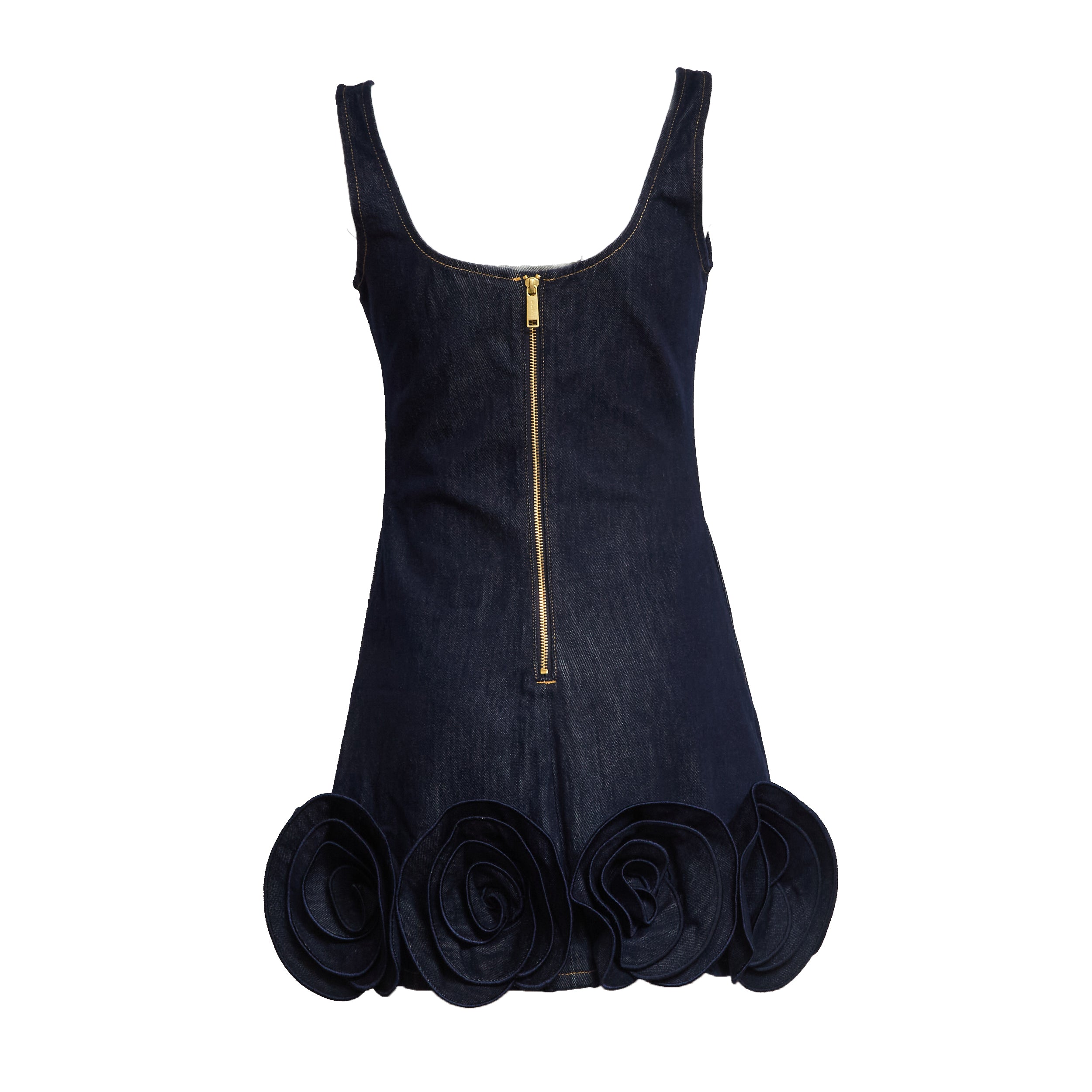 Indigo Denim 3D Flower Mini Dress