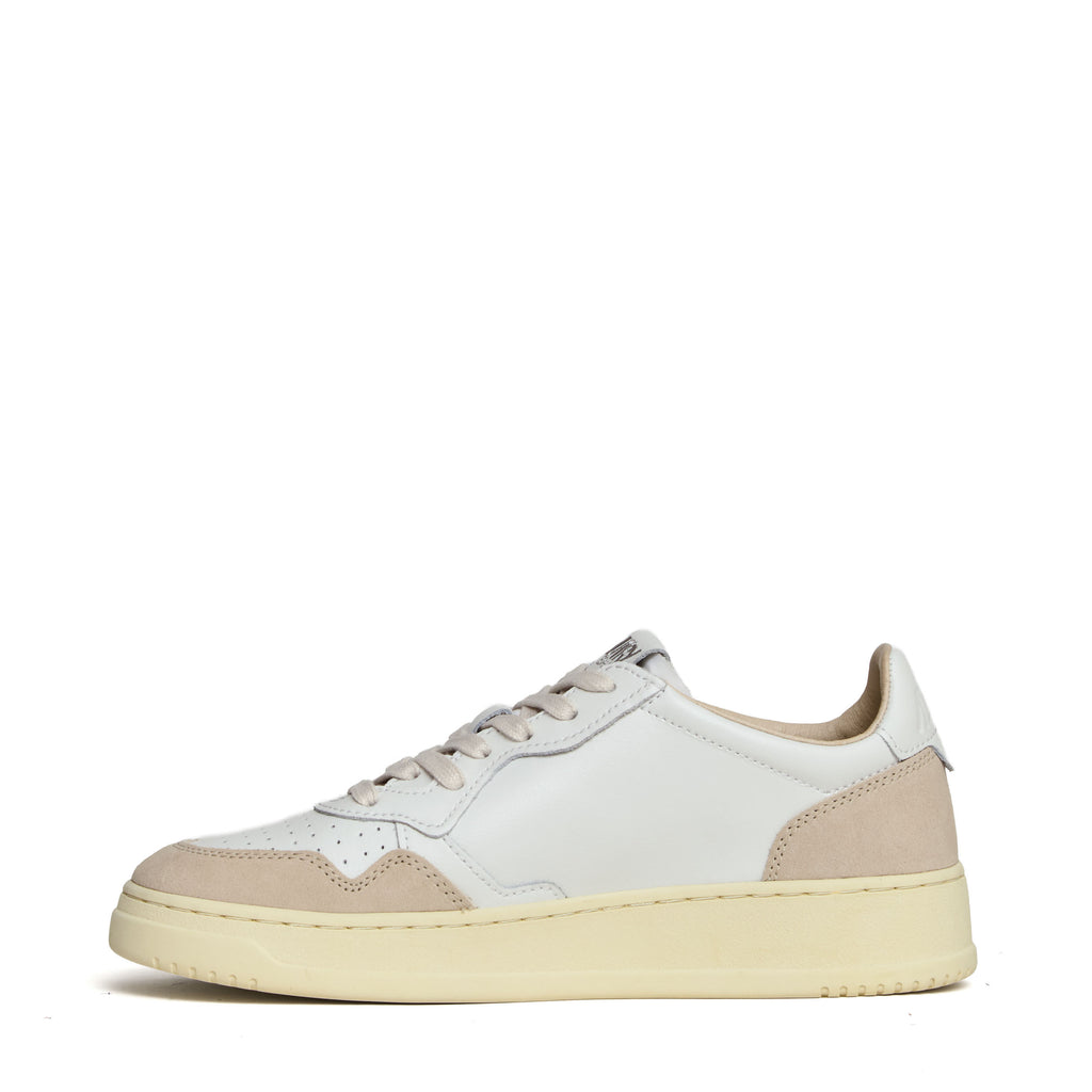 Sneakers Medalist Low In Pelle Bianca E Suede Beige