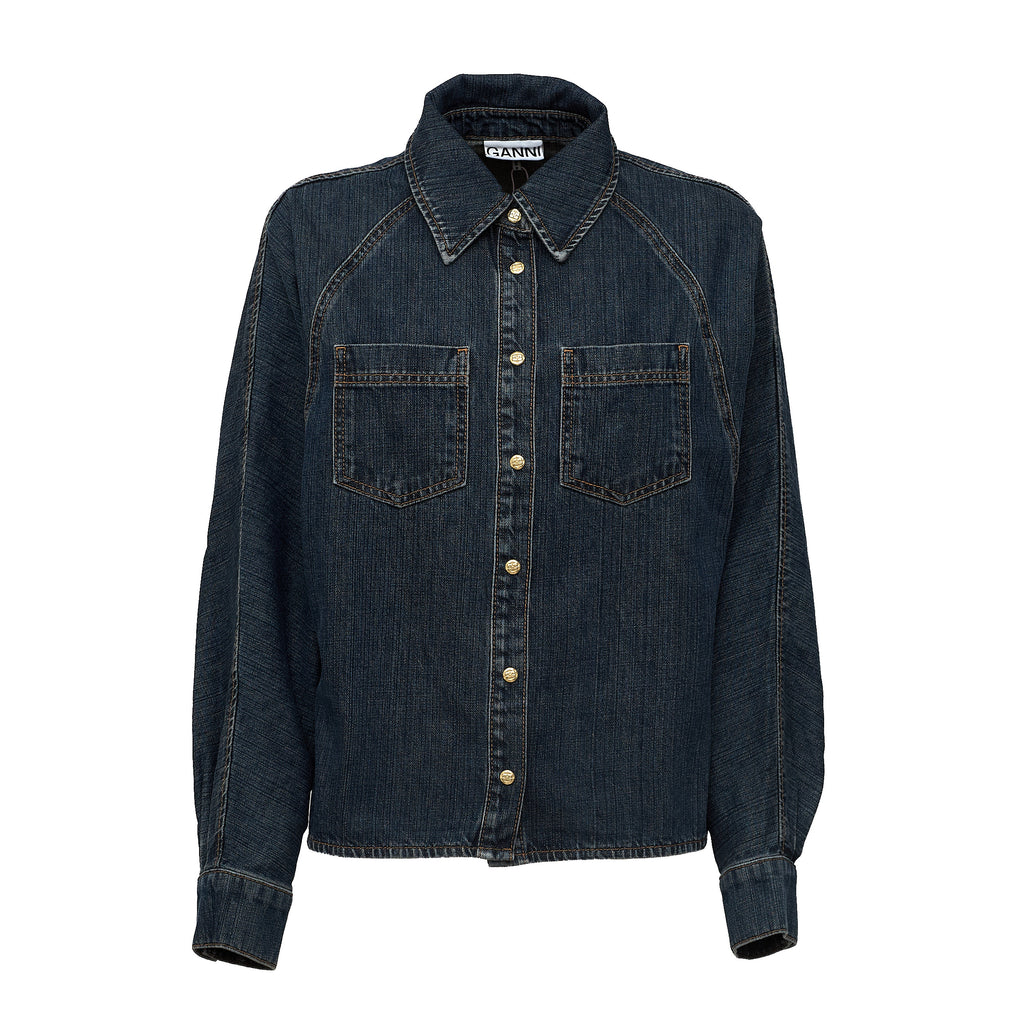 Slub Mix Denim Batwing Shirt