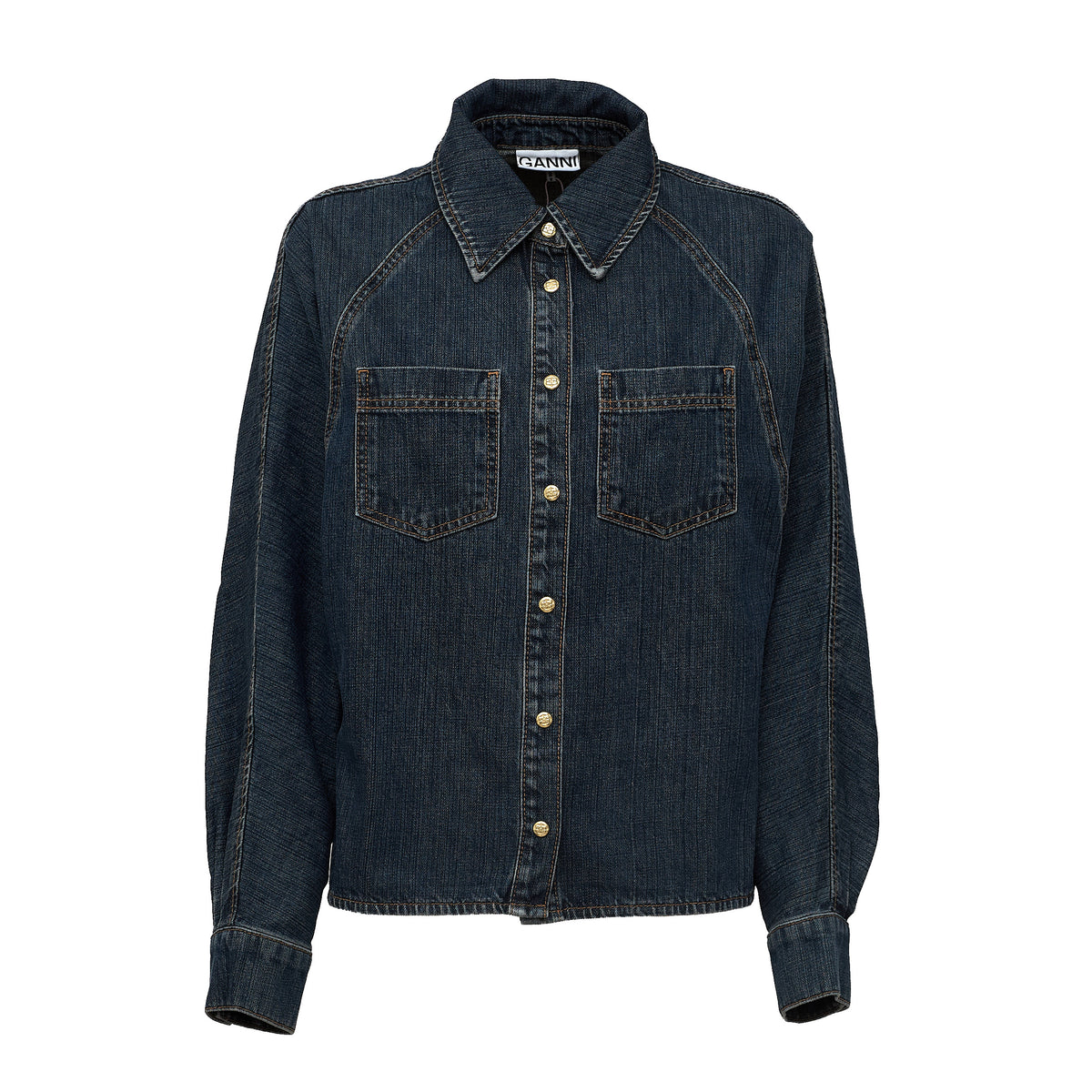Slub Mix Denim Batwing Shirt