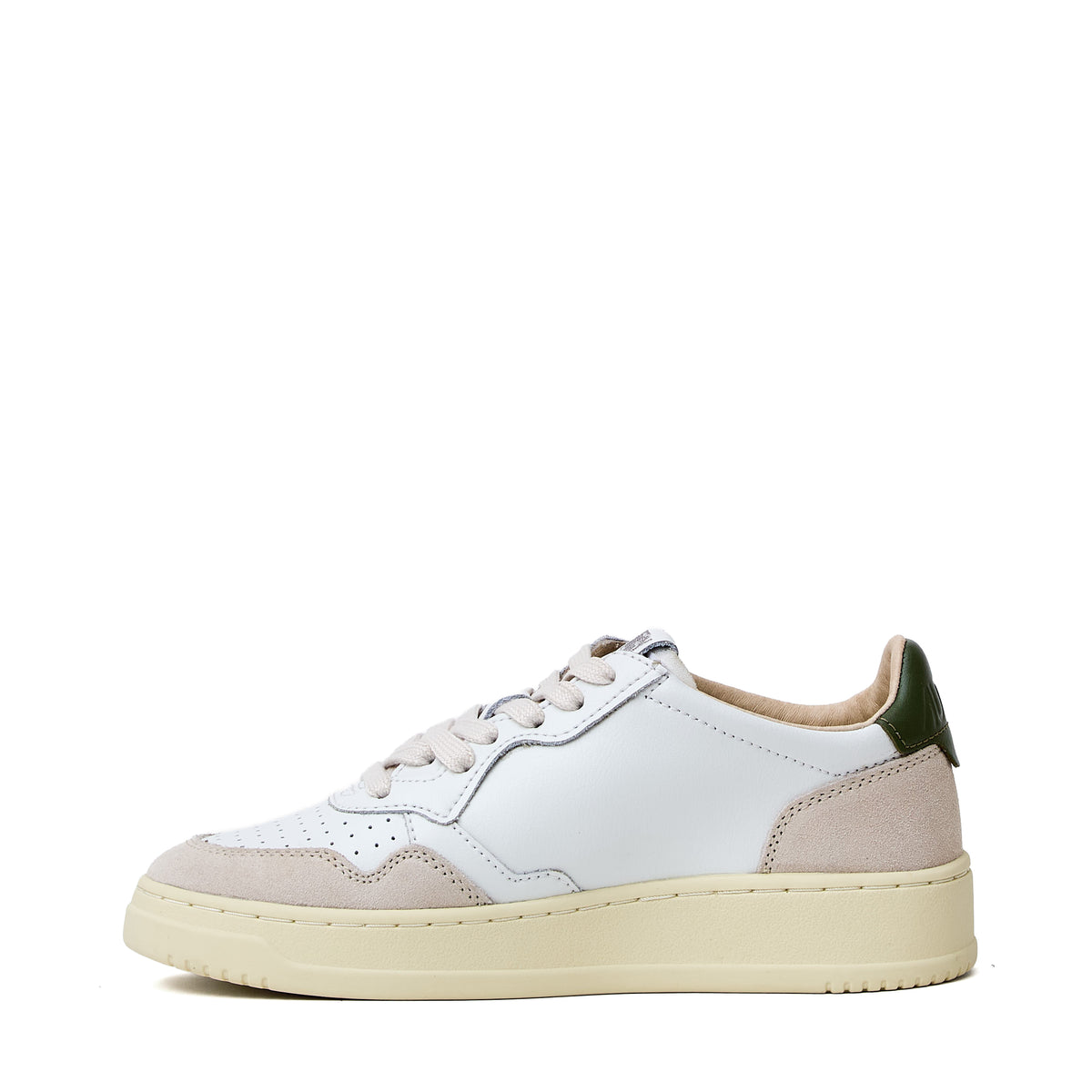 Sneakers Medalist Low In Pelle, Suede Bianco, Verde Bronzo