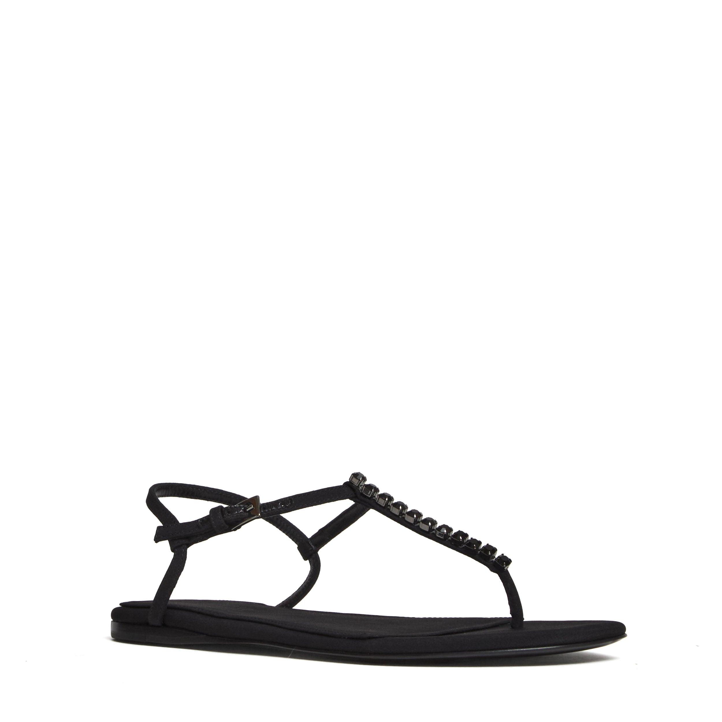 Montecarlo Flat Sandal Crepe Crystal Embellished