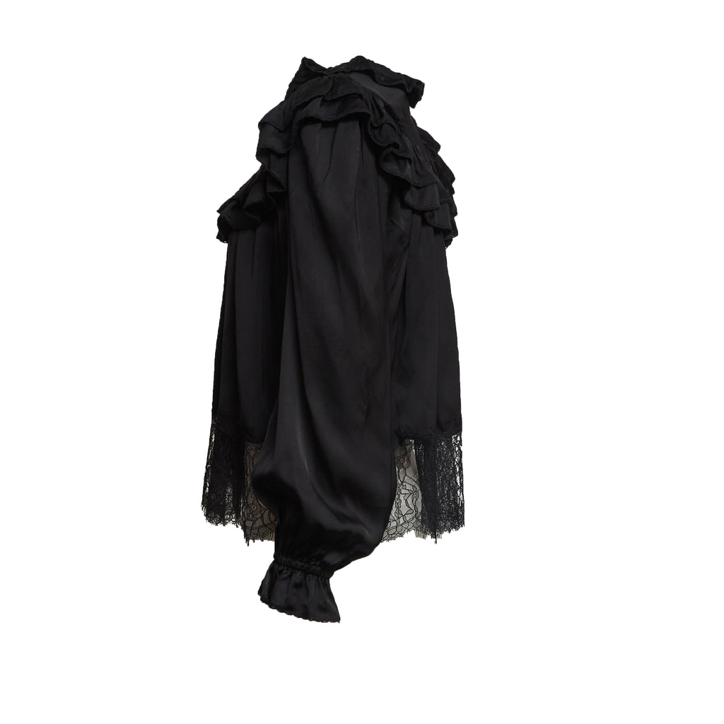 Black Viscose Lace Blouse