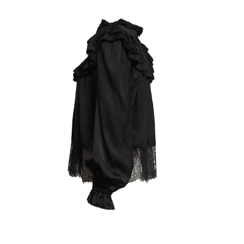 Black Viscose Lace Blouse