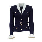 Navy Ribbed Knit Cardigan