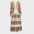 Sea Garden Off-White Braid Details Long Dress