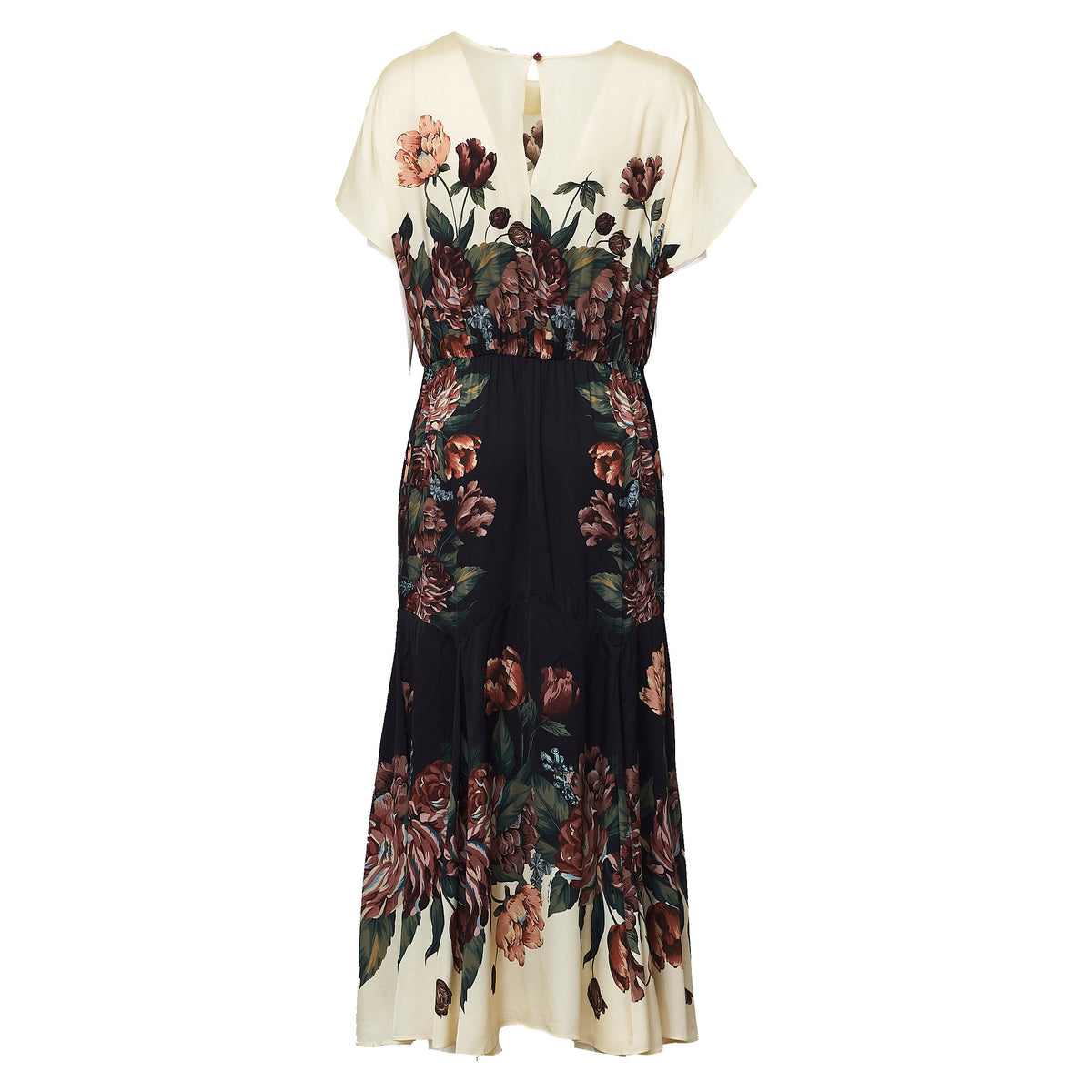Winter Floral Cream Maxi Dress