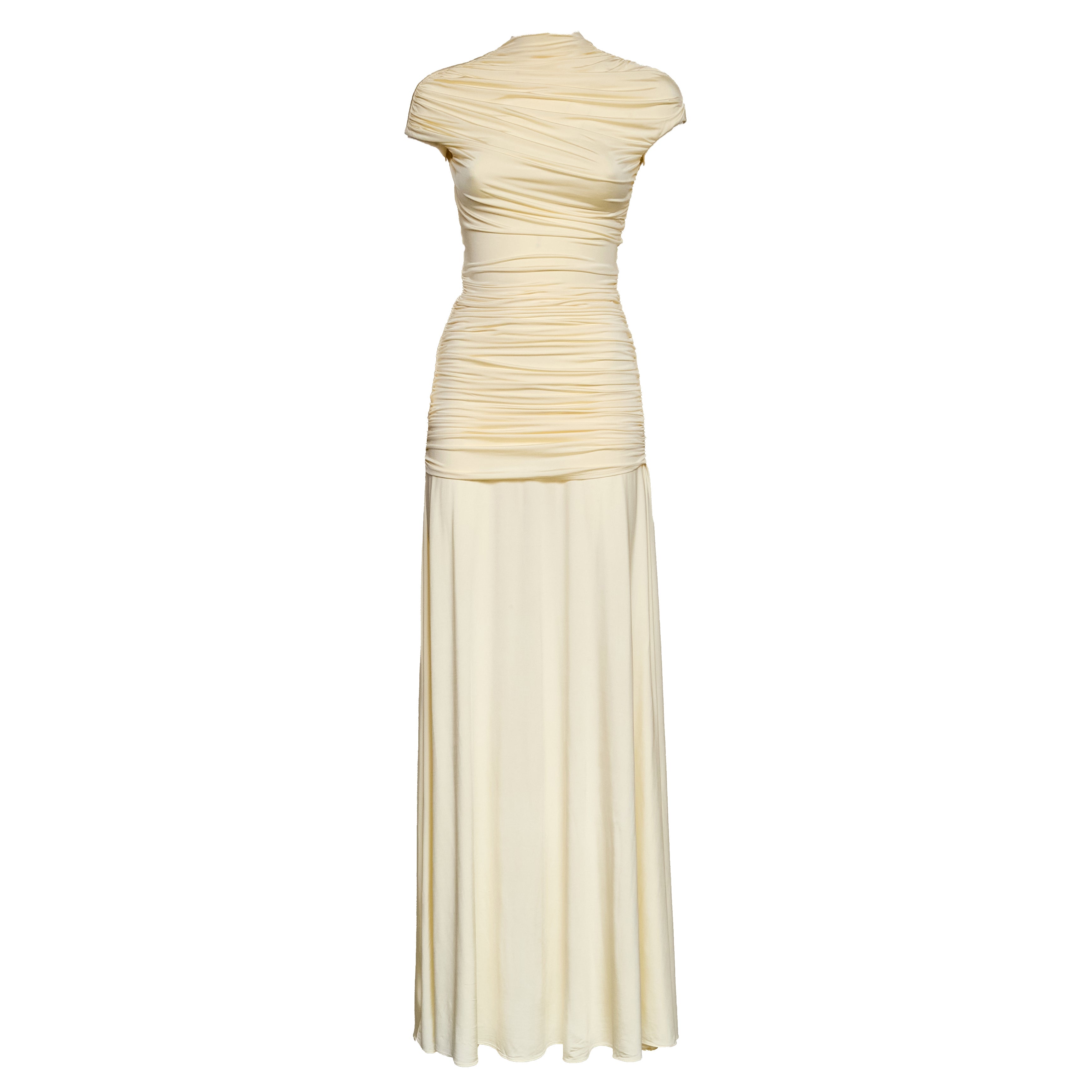 Yellow Jersey Draped Maxi Dress