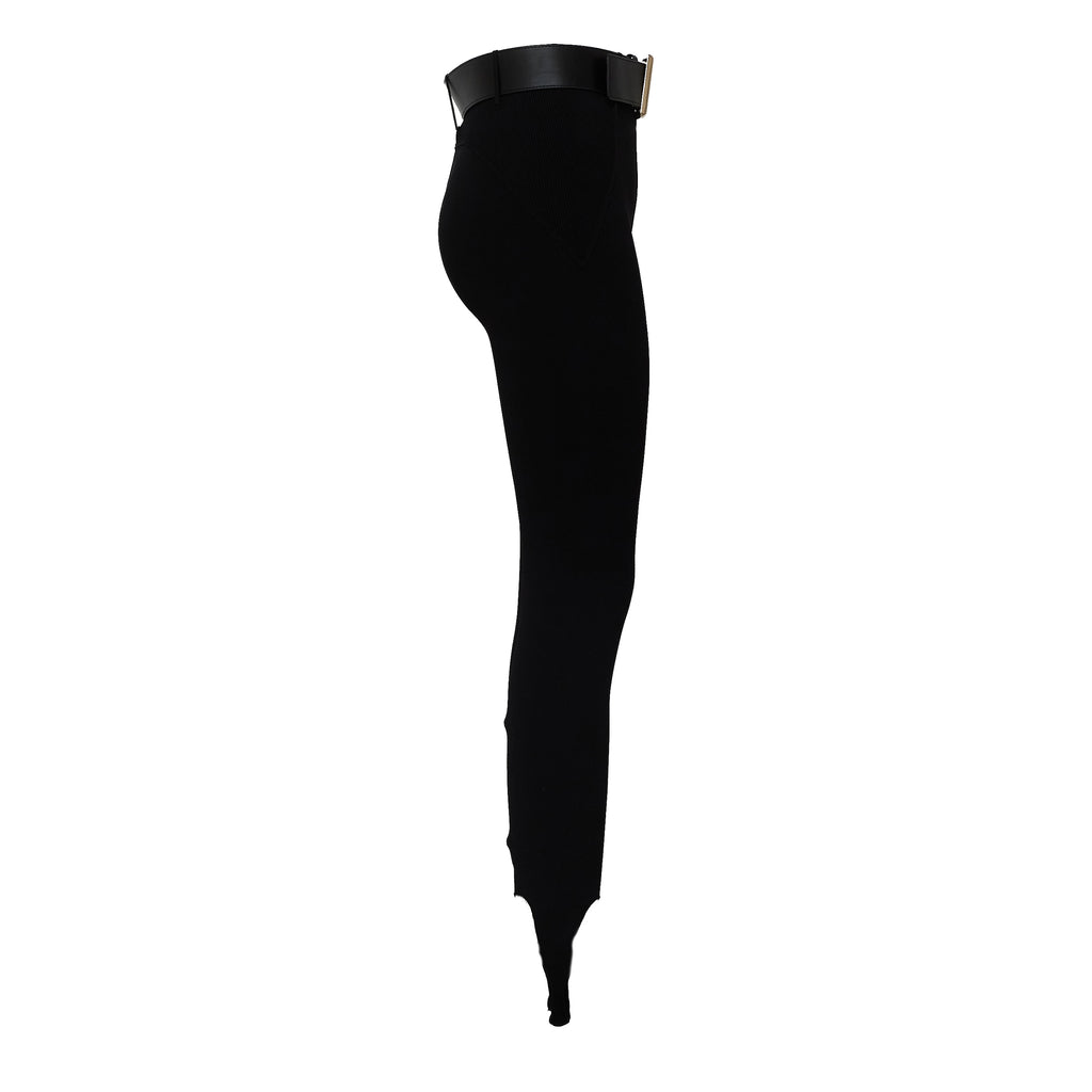 Black Knit Stirrup Leggings
