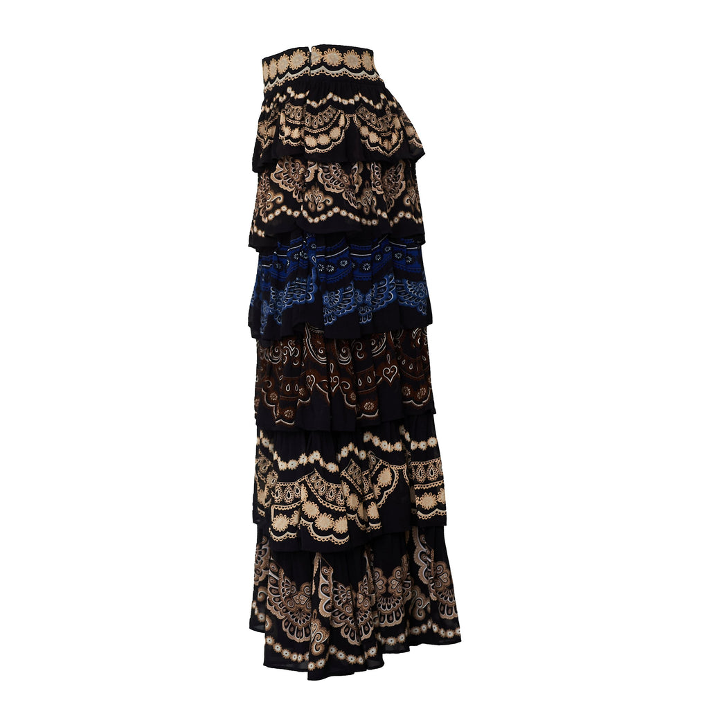 Nicole Black Ruffled Maxi Skirt