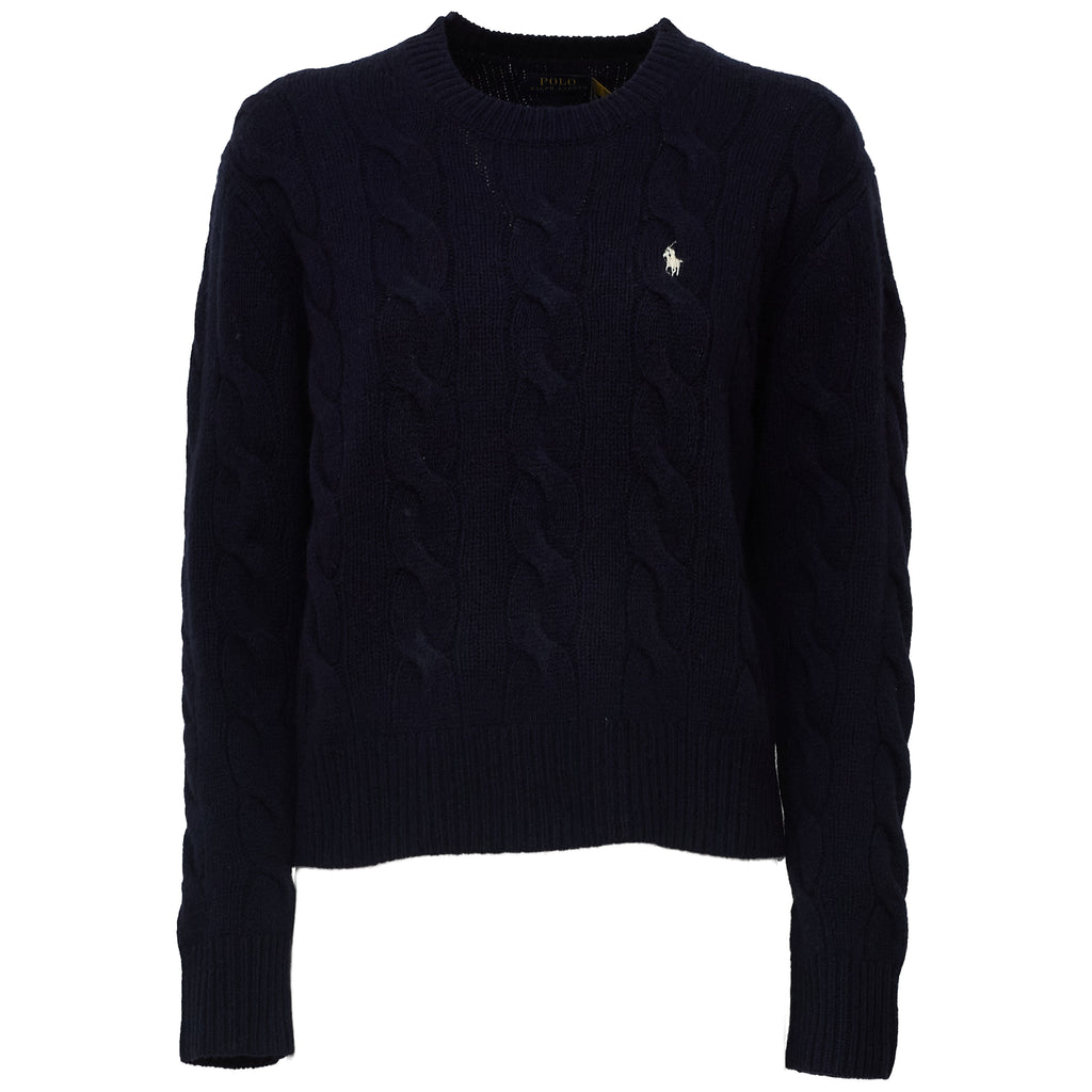 Cable Knit Crewneck Sweater Wool, Cashmere Blend