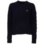 Cable Knit Crewneck Sweater Wool, Cashmere Blend