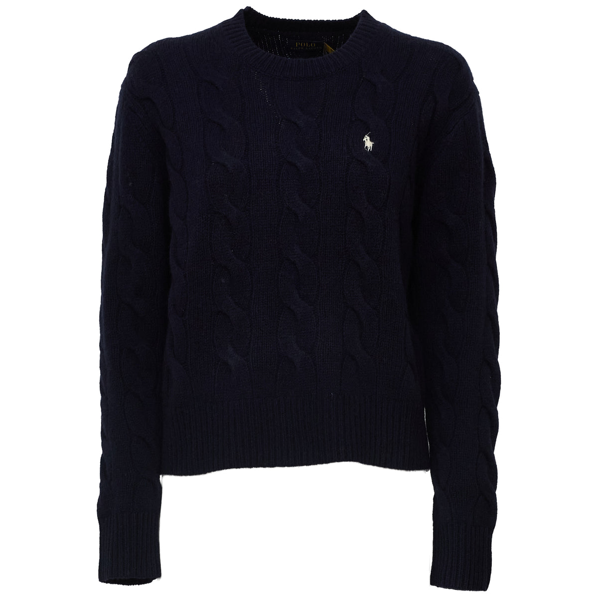 Cable Knit Crewneck Sweater Wool, Cashmere Blend