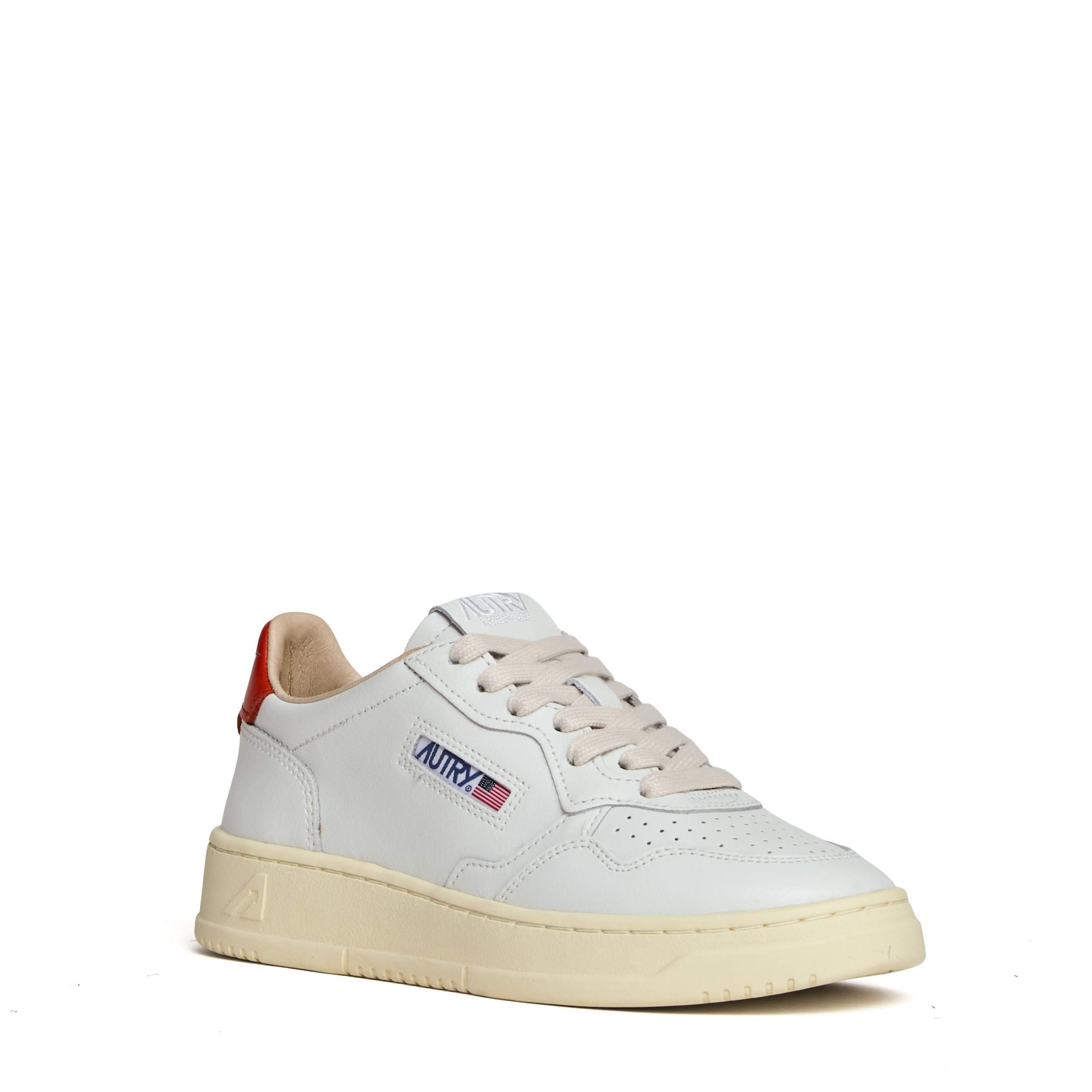 Sneakers Medalist Low In Pelle Bianca, Spicy Orange