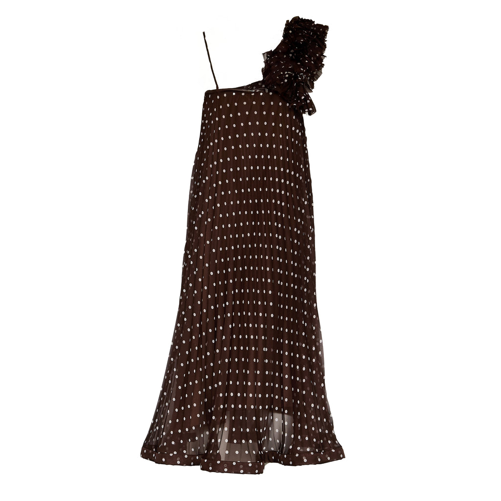 Abito Pallina In Chiffon Poly Stampa Pois