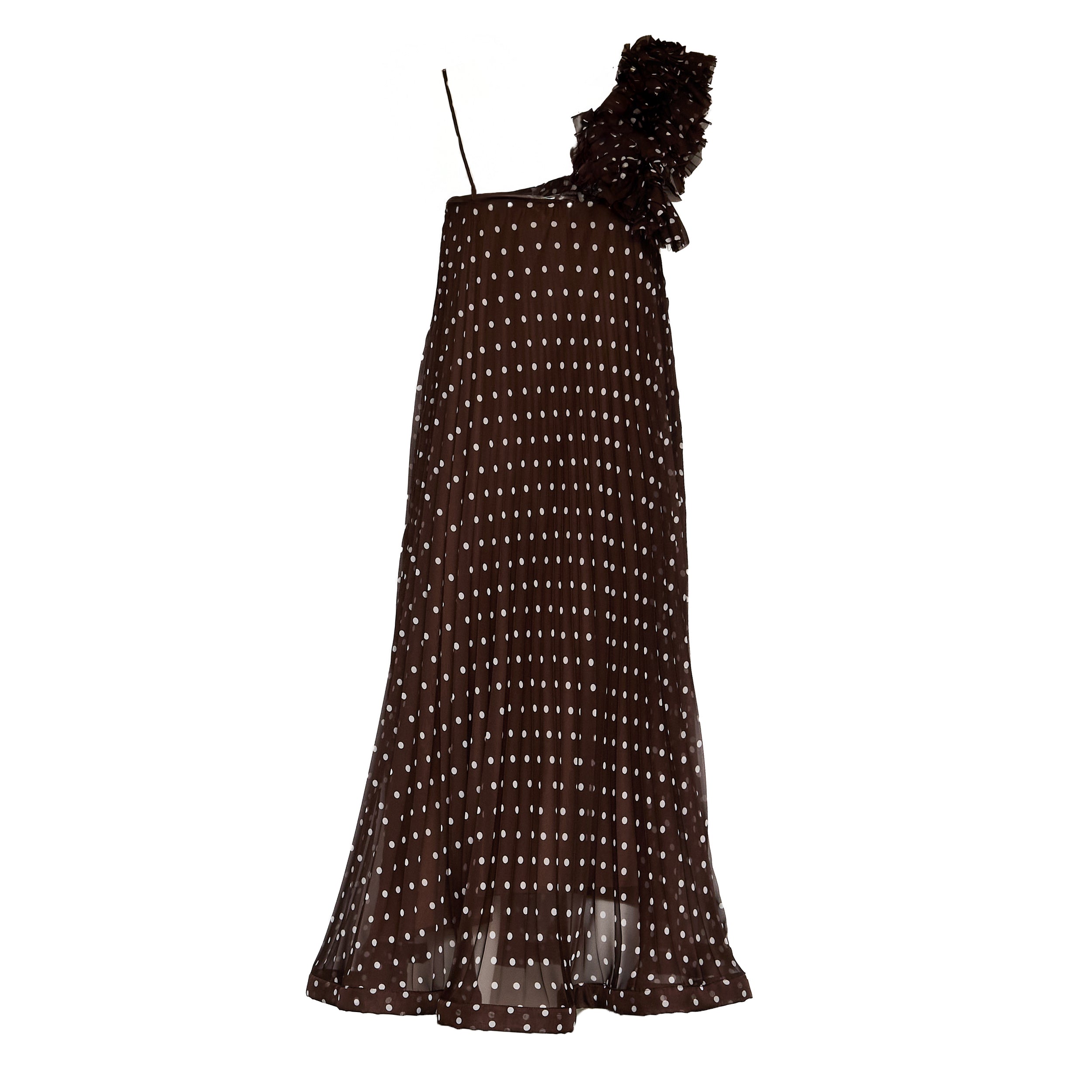 Abito Pallina In Chiffon Poly Stampa Pois