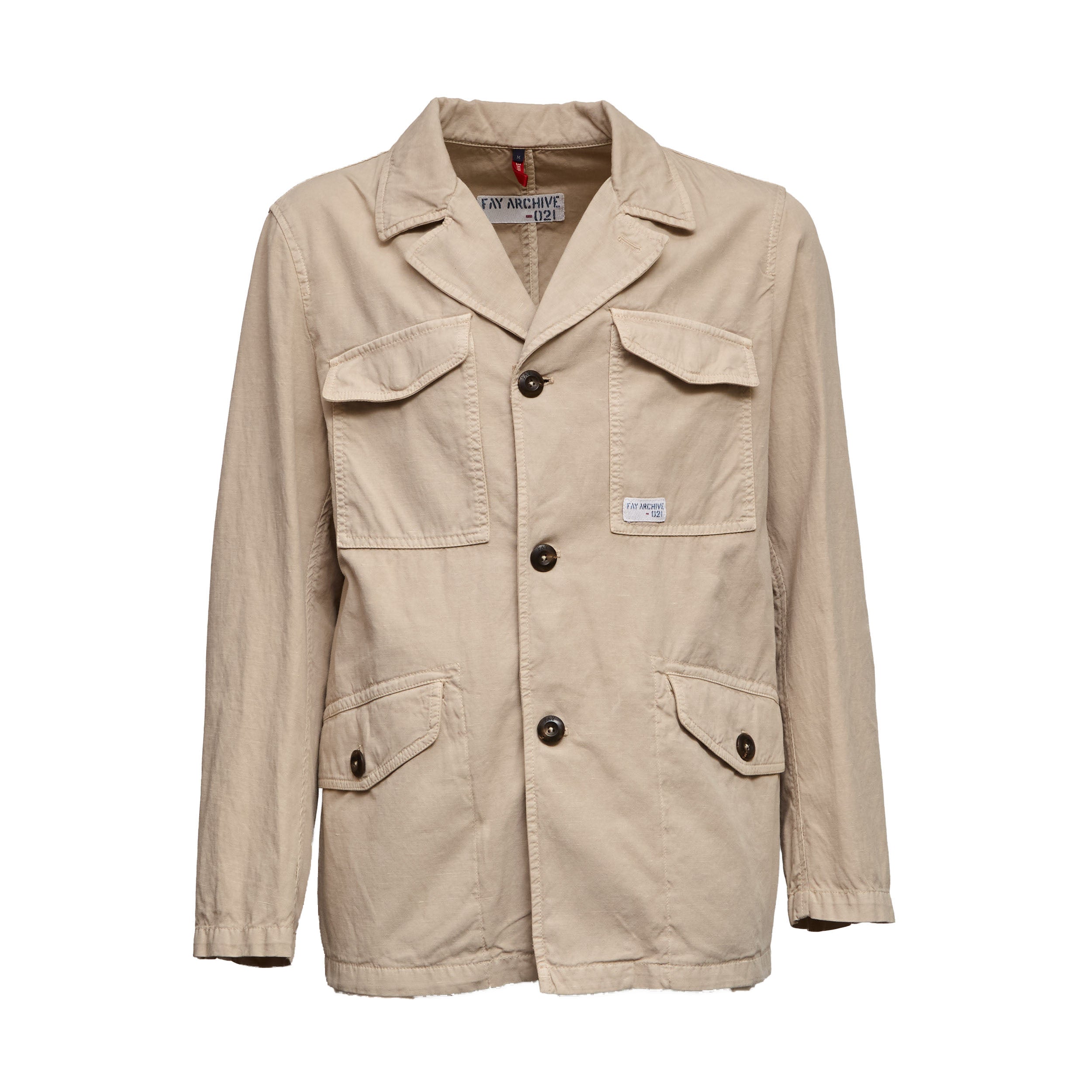 Field Jacket in Gabardine di Cotone e Lino Fay Archive