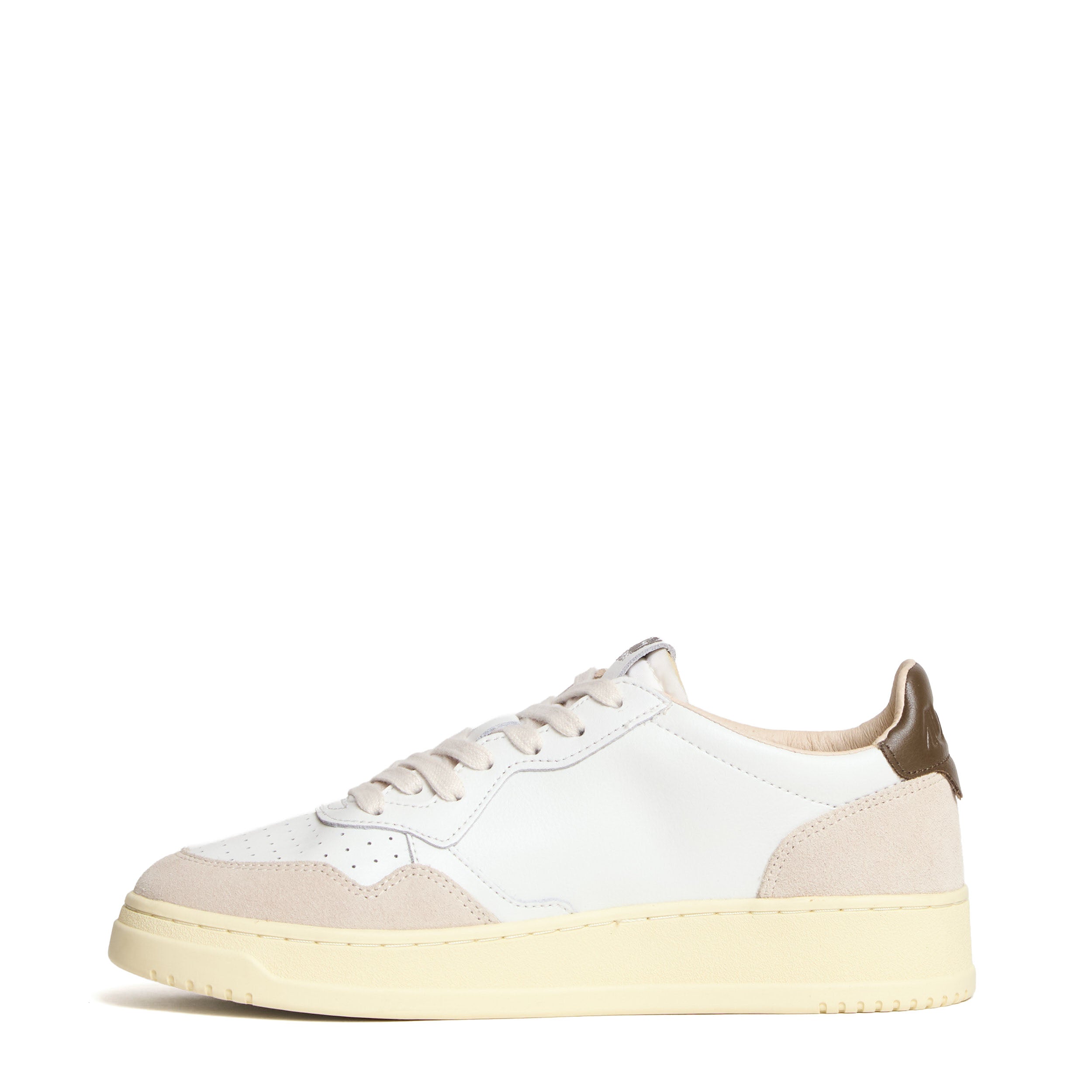 Sneakers Medalist Low In Pelle E Suede Bianco, Teak