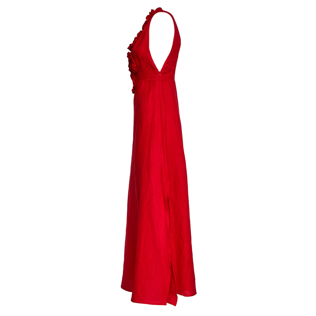 Red Sleeveless Midi Dress