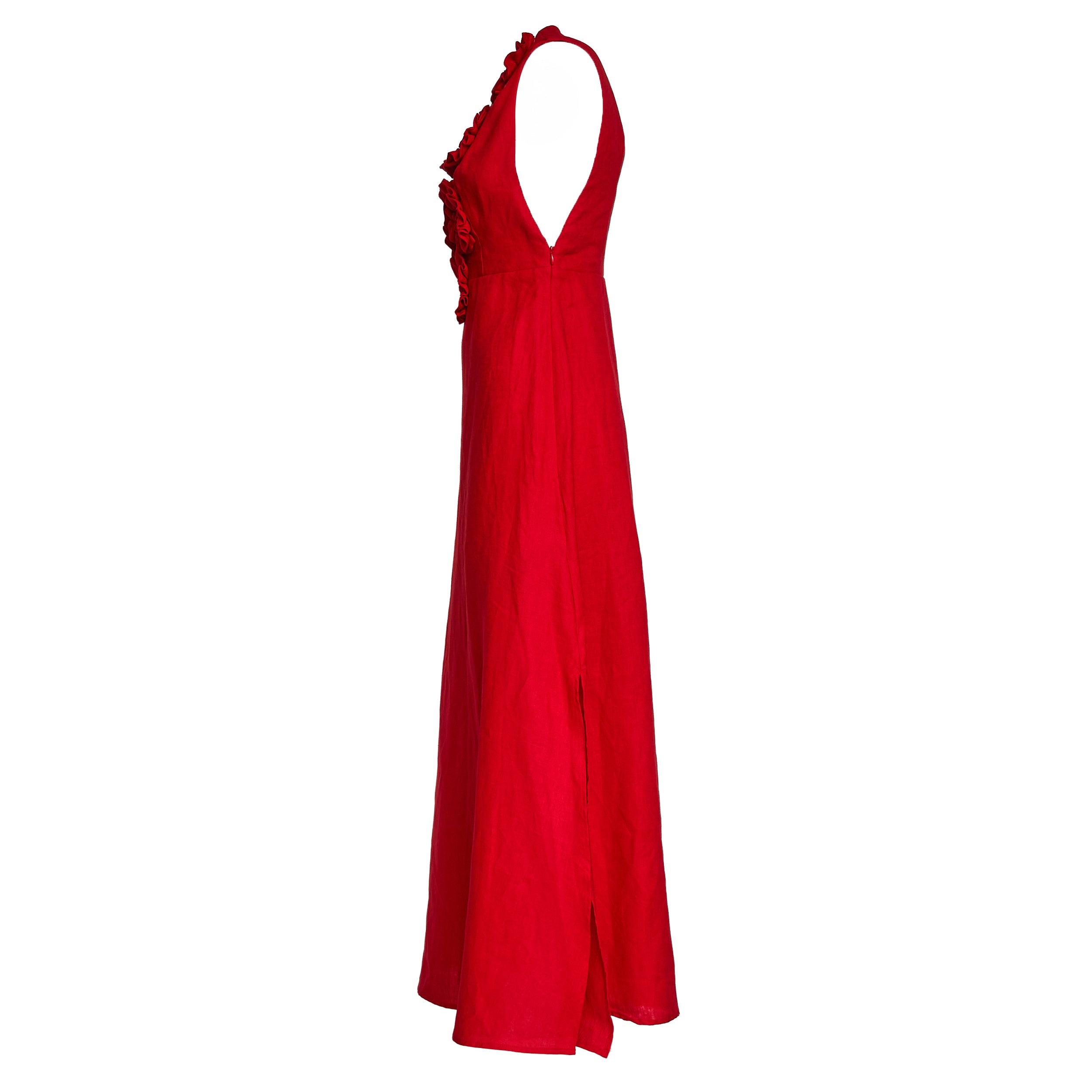 Red Sleeveless Midi Dress