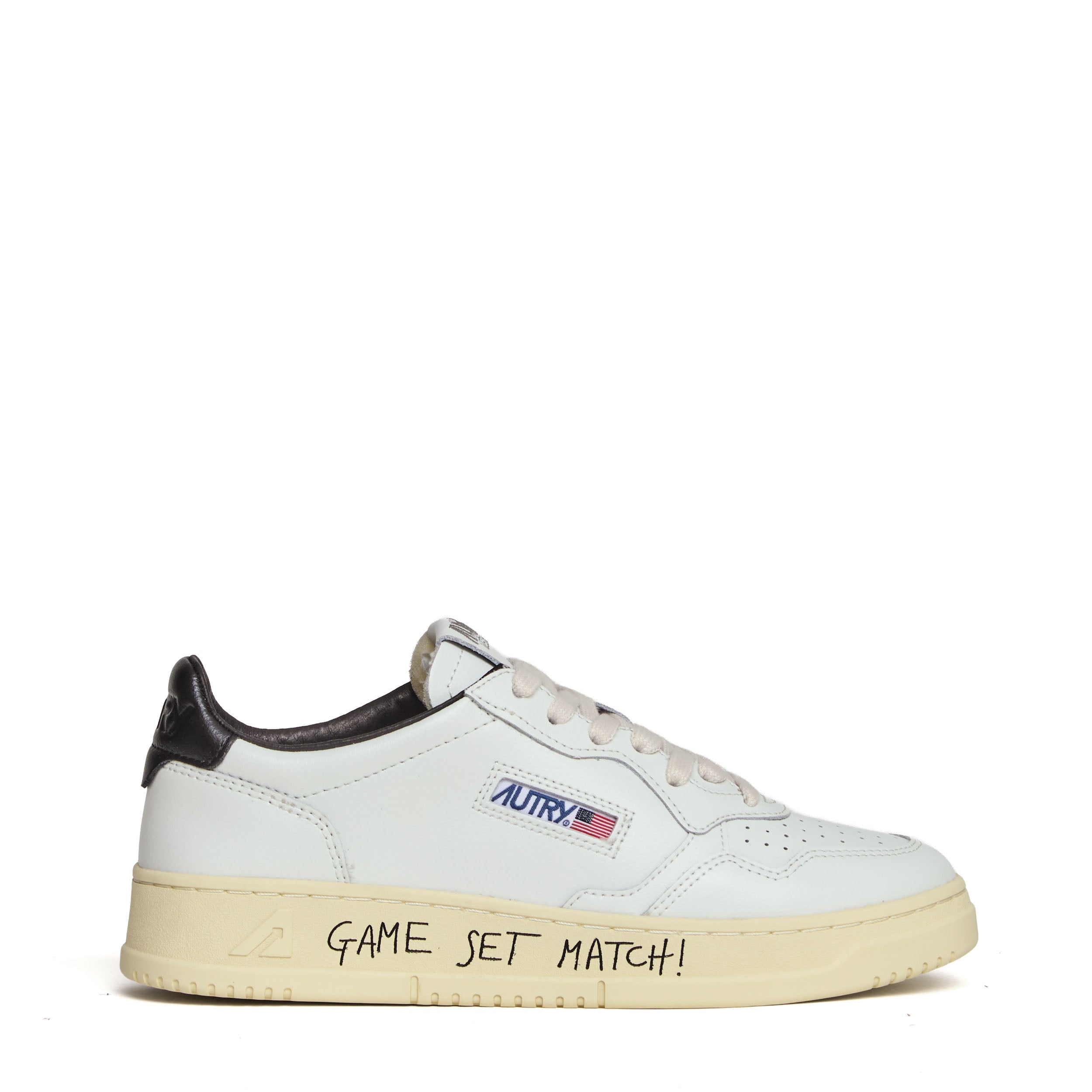 Sneakers Medalist Low In Pelle Bianca, Nera Con Lettering