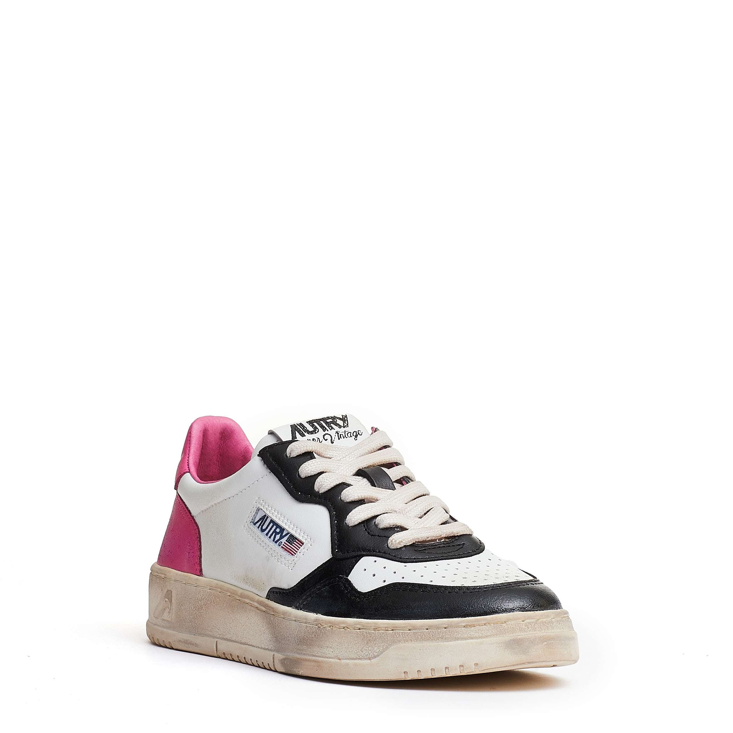 Sneakers Medalist Low Super Vintage In Pelle Black, Shock Pink