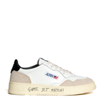 Sneakers Medalist Low In Pelle E Suede Bianca, Black Con Lettering