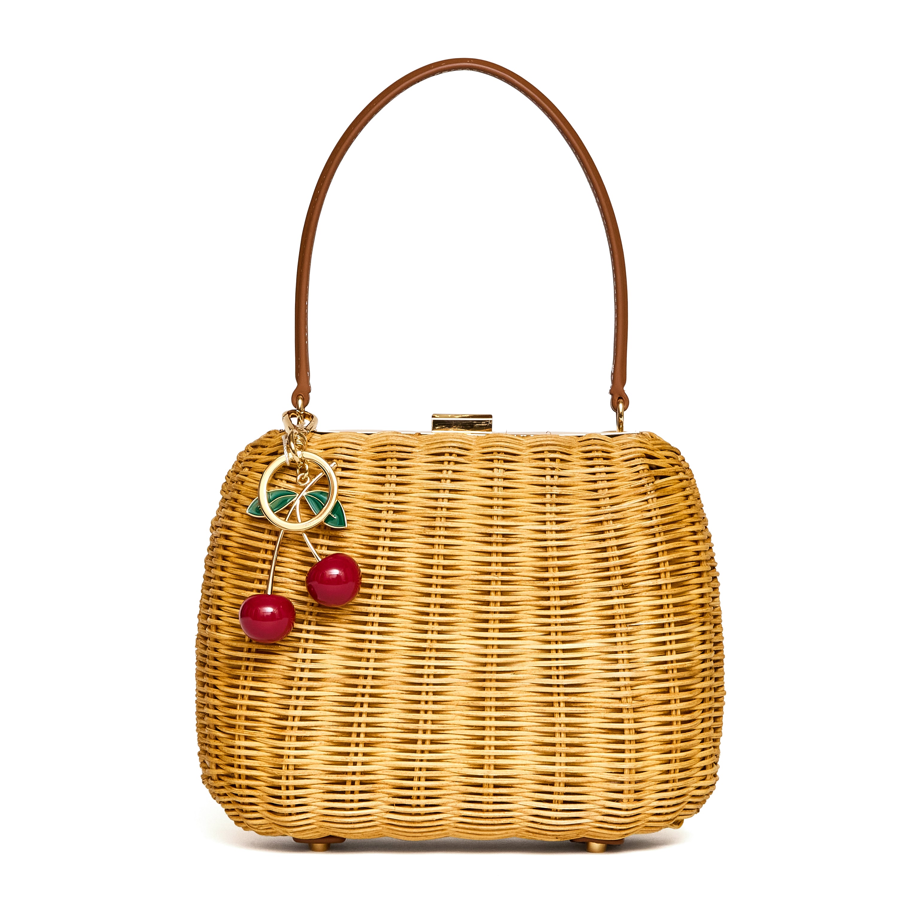 Rattan Cherry Charm Mini Bag