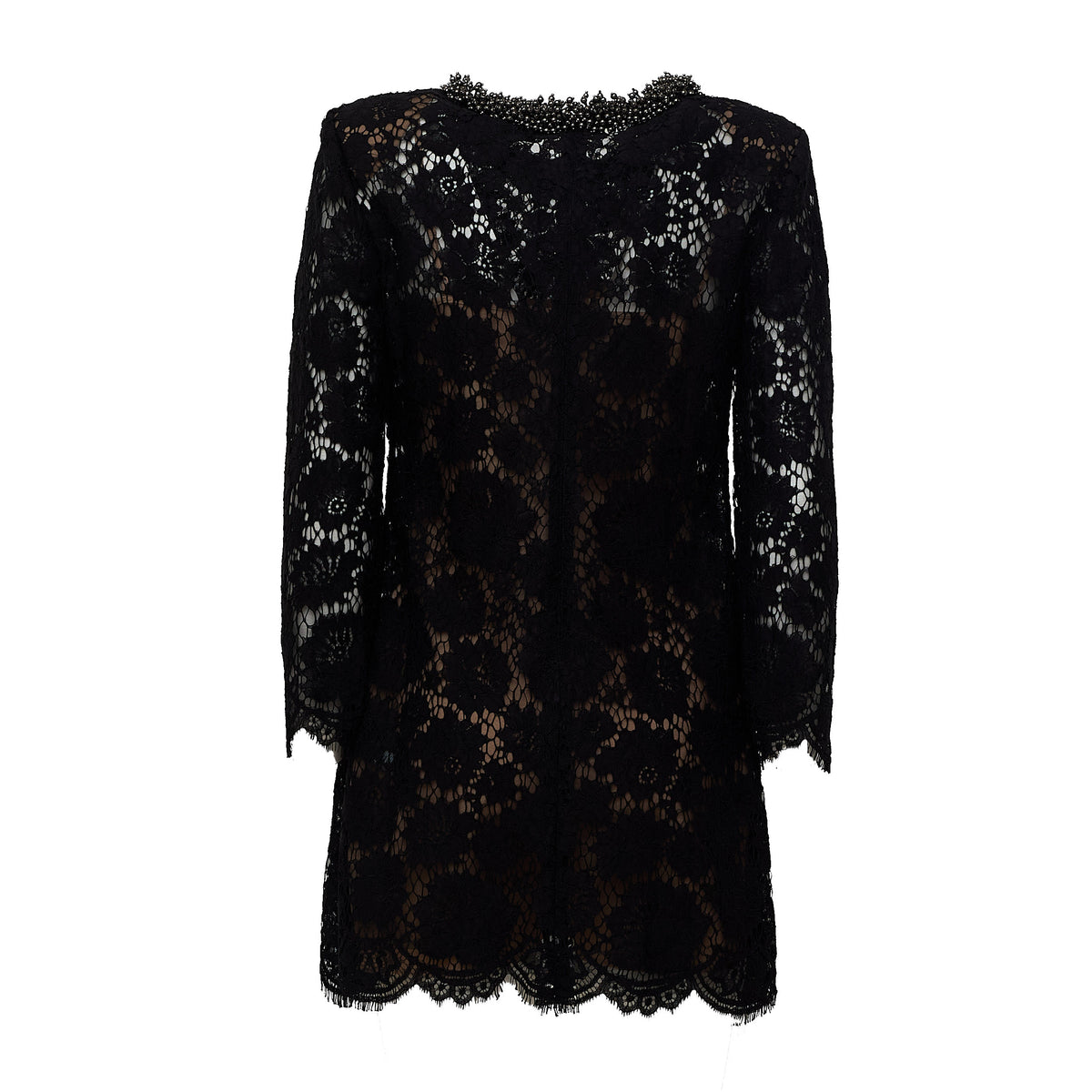 Black Lace Long Sleeve Mini Dress