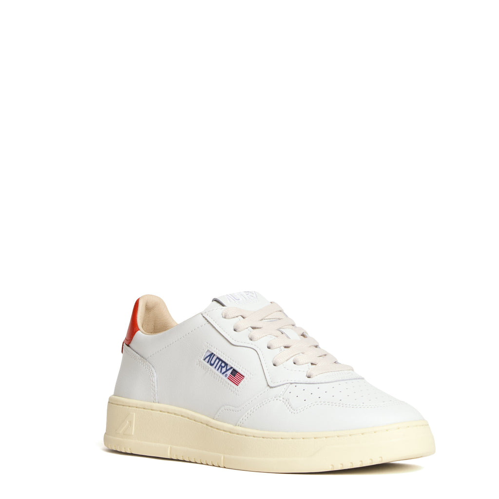 Sneakers Medalist Low In Pelle Bianca, Spicy Orange