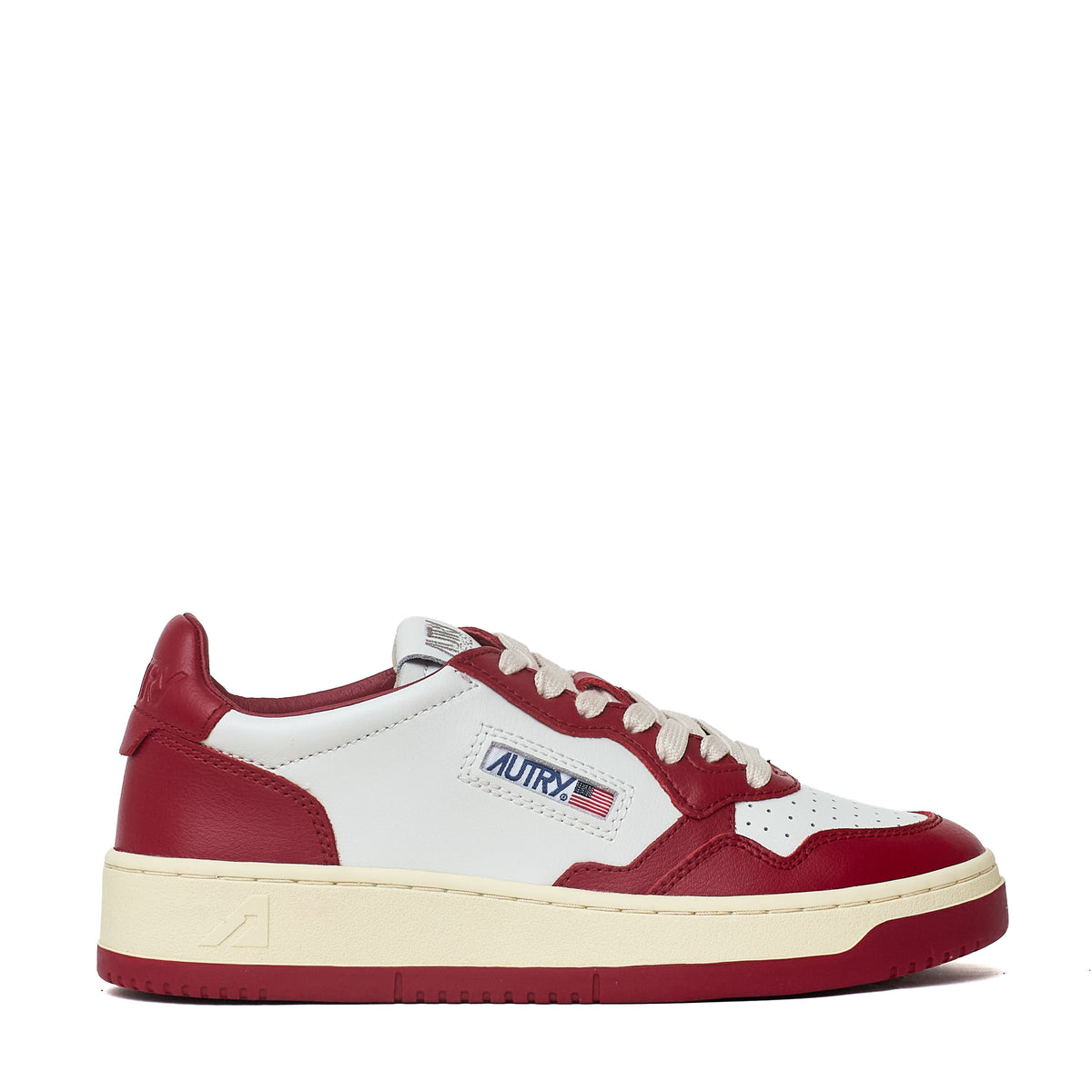 Sneakers Medalist Low In Pelle Bicolore Bianco, Deep Claret