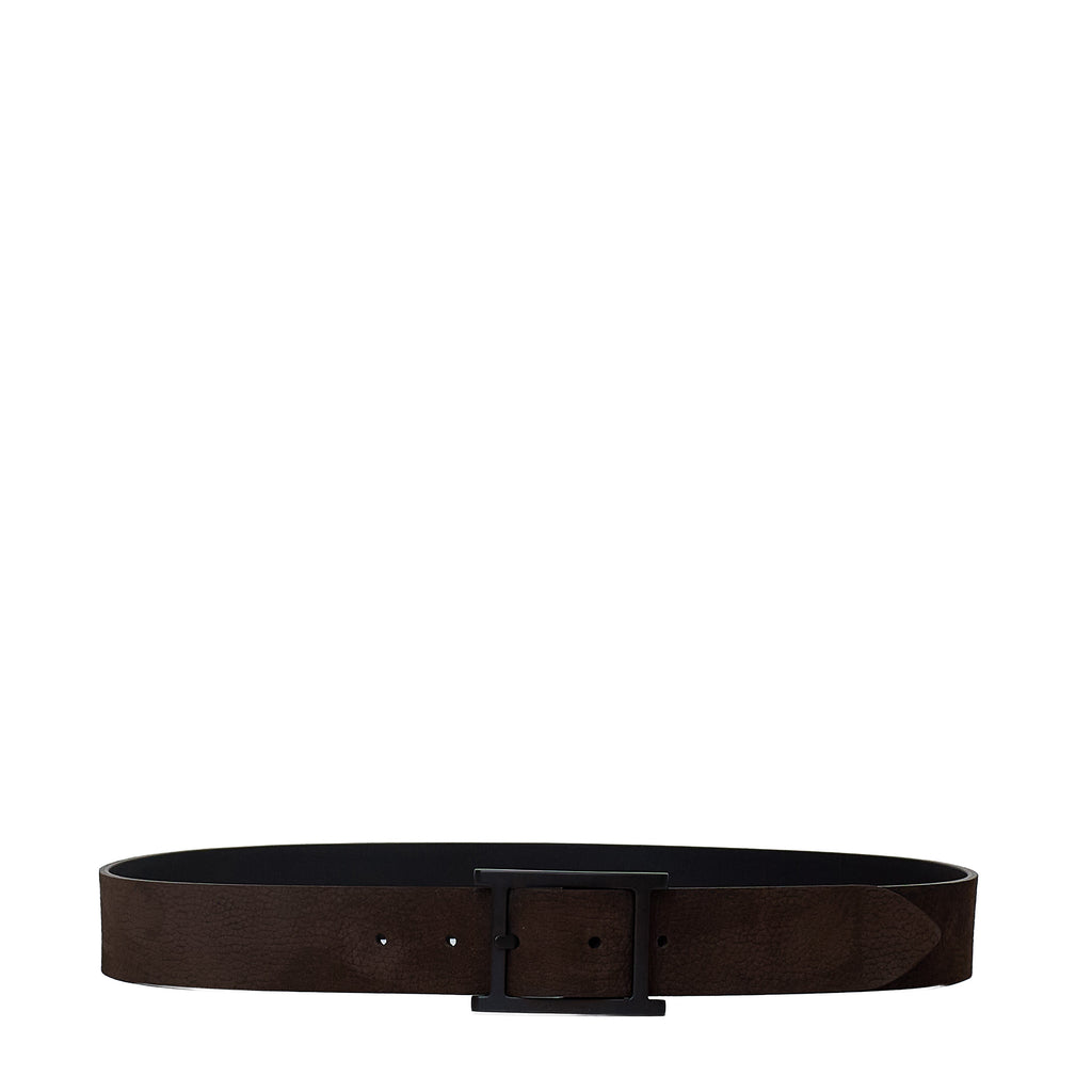 Cintura Nabucco Double C Pelle Nabuk Cuoio 3,5 Cm