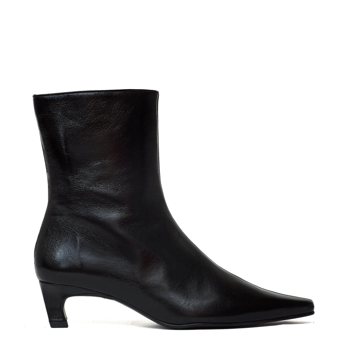 Ambar Rift Black Leather Ankle Boots