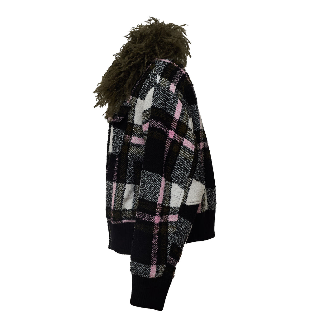 Kpop Faux Fur Collar Bomber