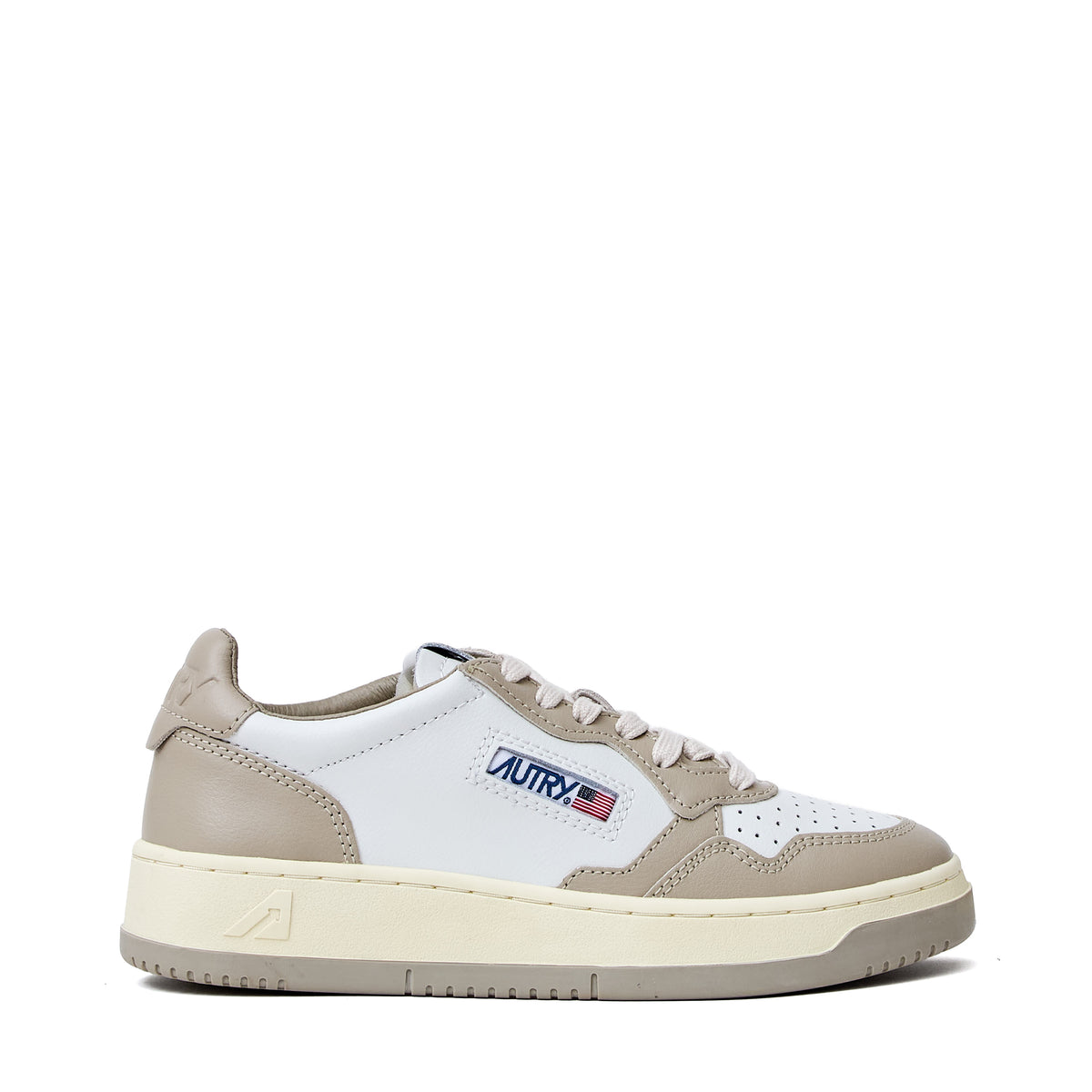 Sneakers Medalist Low In Pelle Bicolore Bianco, Feather Gray